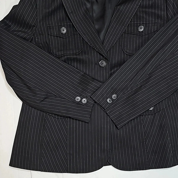 Style&co womens jacket 18W pinstripe black utility Double Breast Business Office - Picture 2 of 14